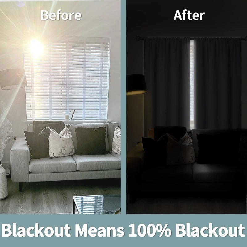 BGment Thermal Insulated 100% Blackout Curtains for Bedroom with Black Liner, Double Layer Full Room Darkening Noise Reducing Rod Pocket Curtain (42 x 84 Inch, Light Grey, 2 Panels) - Image 3